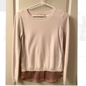 Cream LOFT sweater with attached blouse
